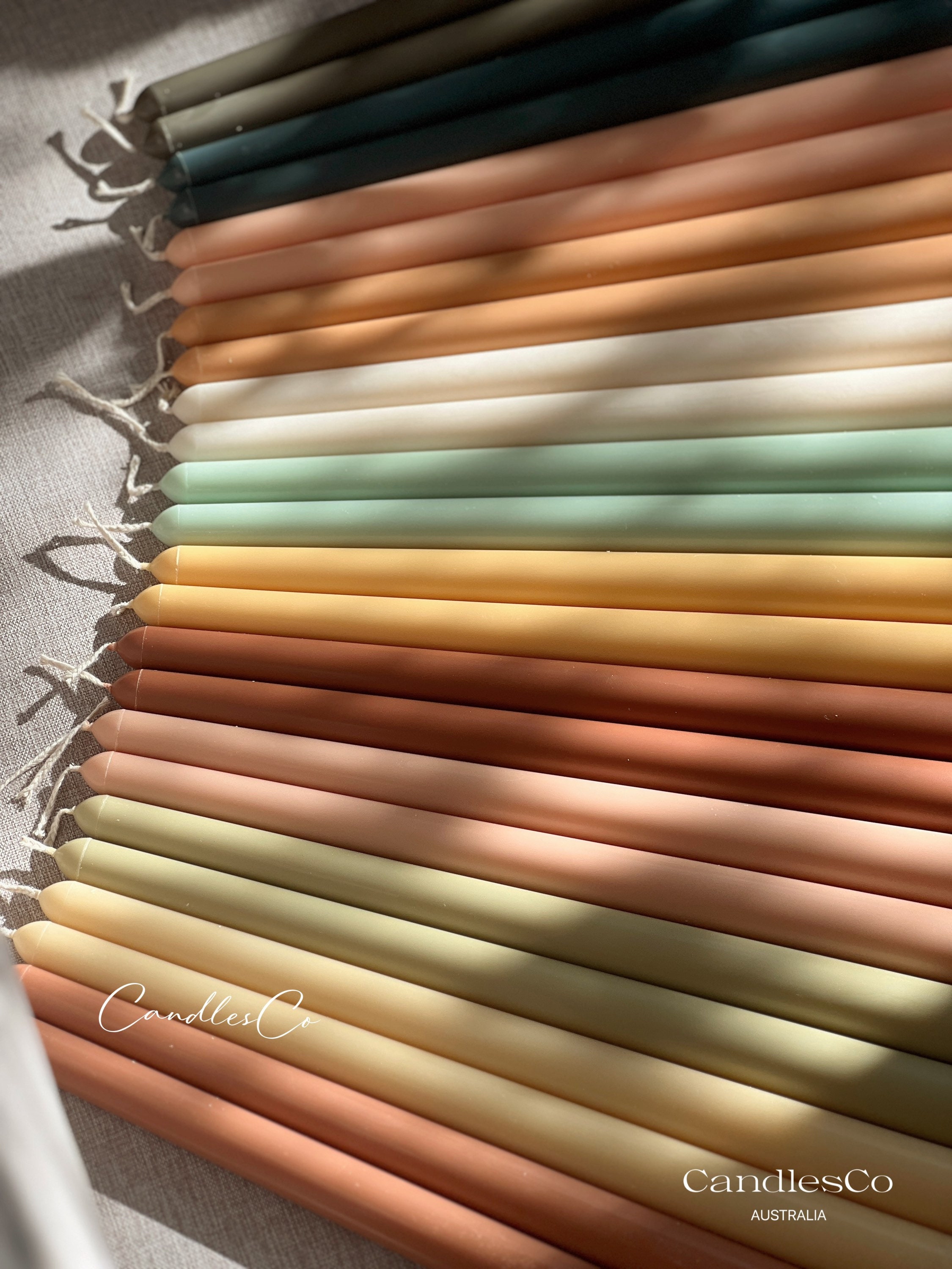 Handmade Tapered Soy Wax Candles: Earthy Tone Dinner Decor