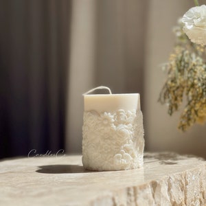 Flower Column Pillar Soy Candle | Handmade Gift | Wedding Decor | For Her | Anniversary | Homemade Candles | Mothers Day