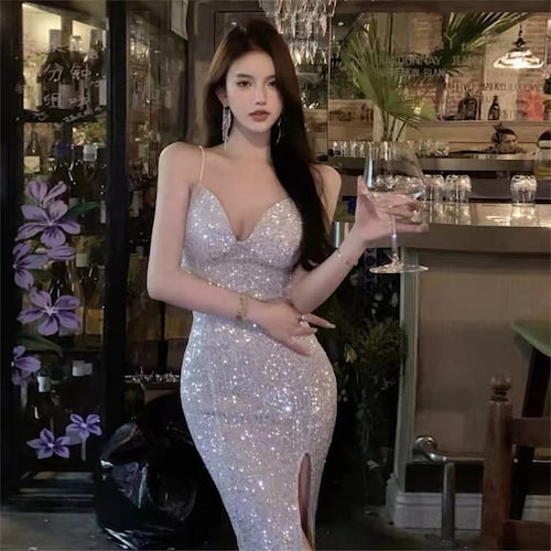 White Sequin Dress Vintage Slip Dress Party Dress Evening - Etsy