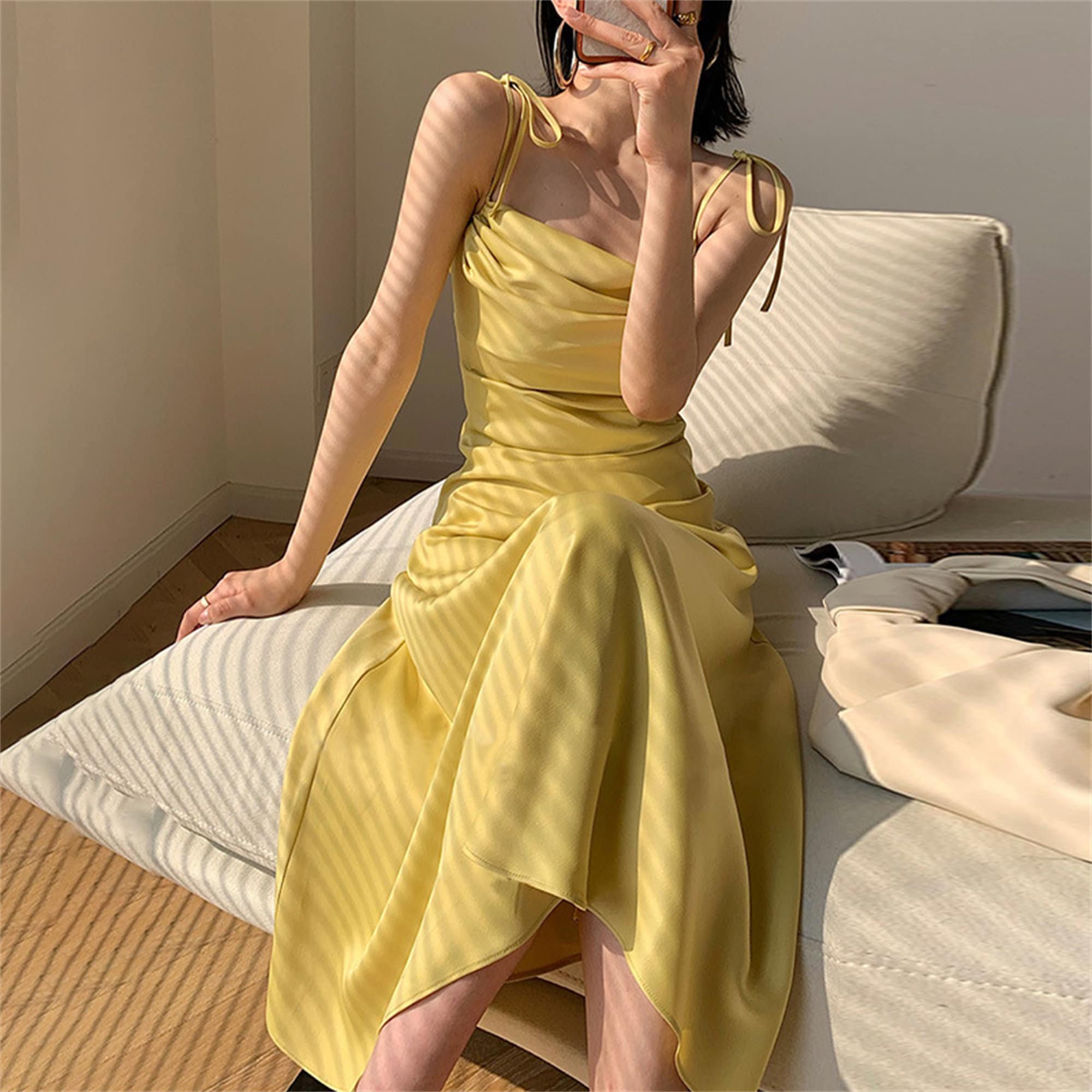 Yellow Satin Dress -  Canada