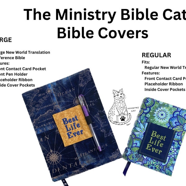 The MINISTRY BIBLE CAT (many color options) Deluxe Bible Cover for New World Translation. Contact Cards, Invitations. Jehovah’s Witnesses