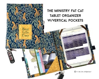 The Ministry FAT CAT -(va) -JW Field Service Tablet & Ministry Organizer for Magazines, Brochures, Tracts, Contact Cards, Invitations -VertA
