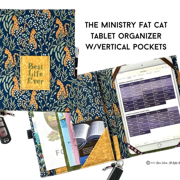 The Ministry FAT CAT -(va) -JW Field Service Tablet & Ministry Organizer for Magazines, Brochures, Tracts, Contact Cards, Invitations -VertA