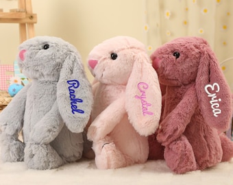 Lapin brodé personnalisé, peluche lapin de Pâques, peluche lapin, peluche lapin monogrammé, lapin personnalisé, cadeaux bébé