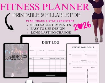 Daily Health & Fitness Planner | Printable or Fillable PDF