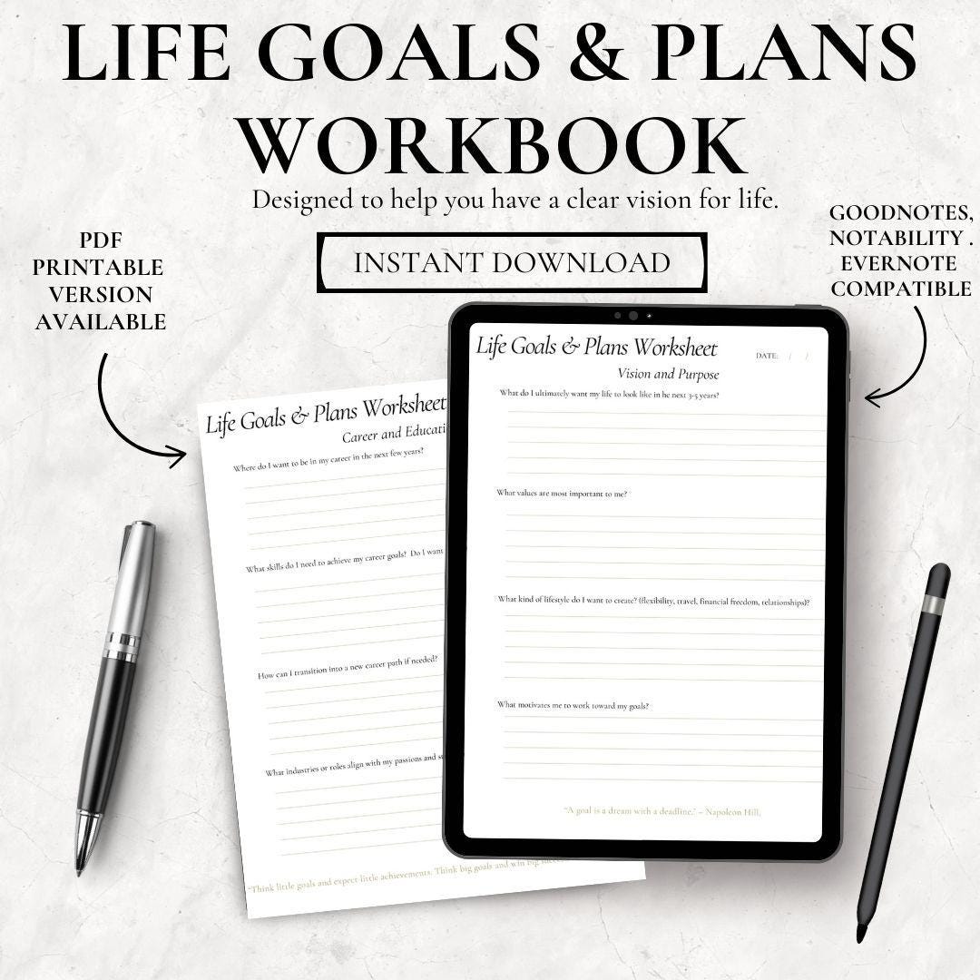 Life Goals & Life Plans Guidance Worksheet | Student Worksheet