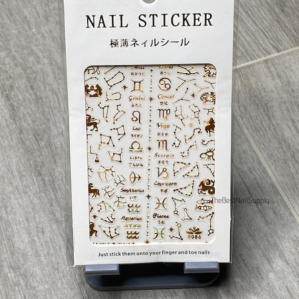 Zodiac Sign Nail Stickers | Gold | Nail Stickers | Horoscope | Stars and Astrology | Adhesive Decal | Constellations | Nail Art