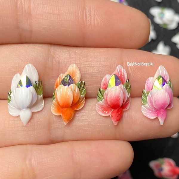 3D Acrylic Bouquet Nail Art | 4 Colors | Handmade | 3D Nail Charm | Rhinestone Crystal AB | 3D Nail Flowers | Floral Art | High Quality