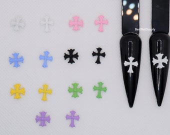 Mixed 15pcs MultiColor Cross Nail Charms | Nail Art | Black White Pink Green Blue Purple Yellow | Arts and Craft