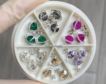 18pcs Mixed Planet Nail Charms | 6 Colors | Space Nail Art | Astronomy | CZ Nail Charms | Metal | Saturn | Large Rhinestone | High Quality