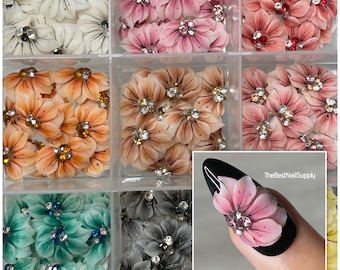 3D Acrylic Nail Flowers | Set of 2 | 9 Colors | Nail Art | Handmade | 3D Nail Charm | Gems | 3D Nail Flowers | Floral Art | High Quality