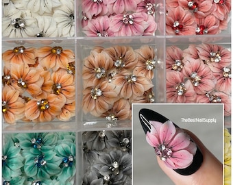 3D Acrylic Nail Flowers | Set of 2 | 9 Colors | Nail Art | Handmade | 3D Nail Charm | Gems | 3D Nail Flowers | Floral Art | High Quality