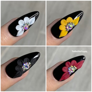 3D Acrylic Nail Flowers | Set of 2 | 5 Colors | Nail Art | Handmade | 3D Nail Charm | AB Crystal | Nail Flowers | Floral Art | High Quality