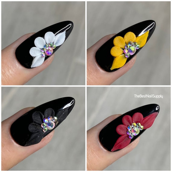 3D Acrylic Nail Flowers Set of 2 5 Colors Nail Art Handmade 3D Nail Charm  AB Crystal Nail Flowers Floral Art High Quality 