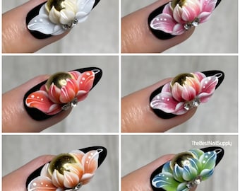 3D Acrylic Flower | Nail Charm | 6 Colors | Nail Art | Handmade | 3D Nail Flower | Floral Art | Rhinestone |  Arts and Craft | High Quality