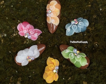 Acrylic Flowers | Set of 2 | 3D Nail Charm | 6 Colors | Nail Art | Handmade | 3D Nail Flower | Floral Art | Nail Charm | High Quality