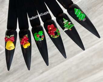 Christmas Acrylic Charms | 3D | 6 Options | Wreath Christmas Tree Golden Bells | Handmade | 3D Nail Charm | Floral Art | Holiday Nail Art