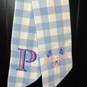 4th of July Wreath Sash, Fourth of July Wreath Sash, Embroidered Wreath Sash, American Flag Wreath Sash, Boxwood Wreath Sash, Flag Day Sash