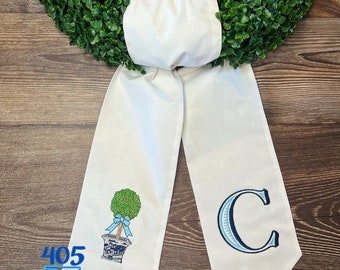 Embroidered Wreath Sash, Boxwood Wreath Sash, Monogrammed Wreathe Sash, Topiary Wreath Sash, Housewarming Gift, Wedding Gift, New Home Gift