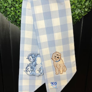 Goldendoodle Wreath Sash, Boxwood Wreath Sash, Monogrammed Wreath Sash, Embroidered Wreath Sash, Housewarming Gift, Wedding Gift