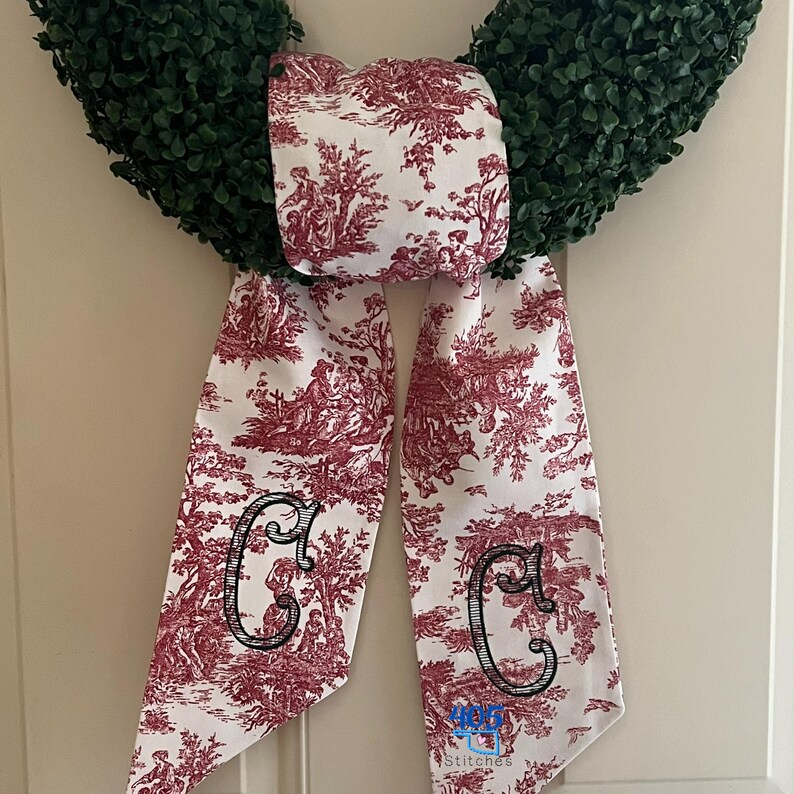 Classic Monogrammed Red Toile Sash