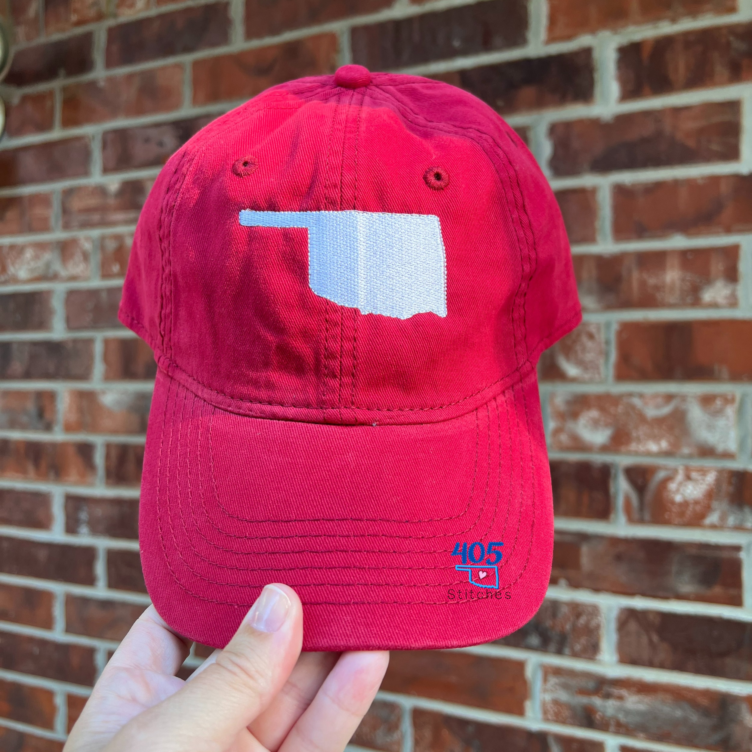 Oklahoma Baseball Cap Crimson Embroidered Hat Sooner State Hat Adjustable Baseball Hat