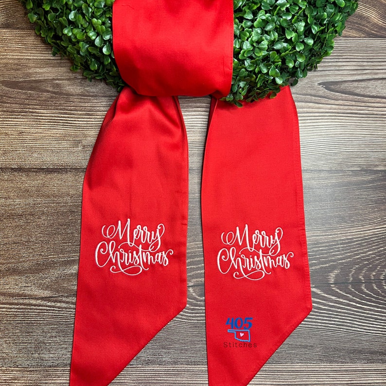 Red Christmas Wreath Sash Merry Christmas Embroidered Sash - Etsy UK