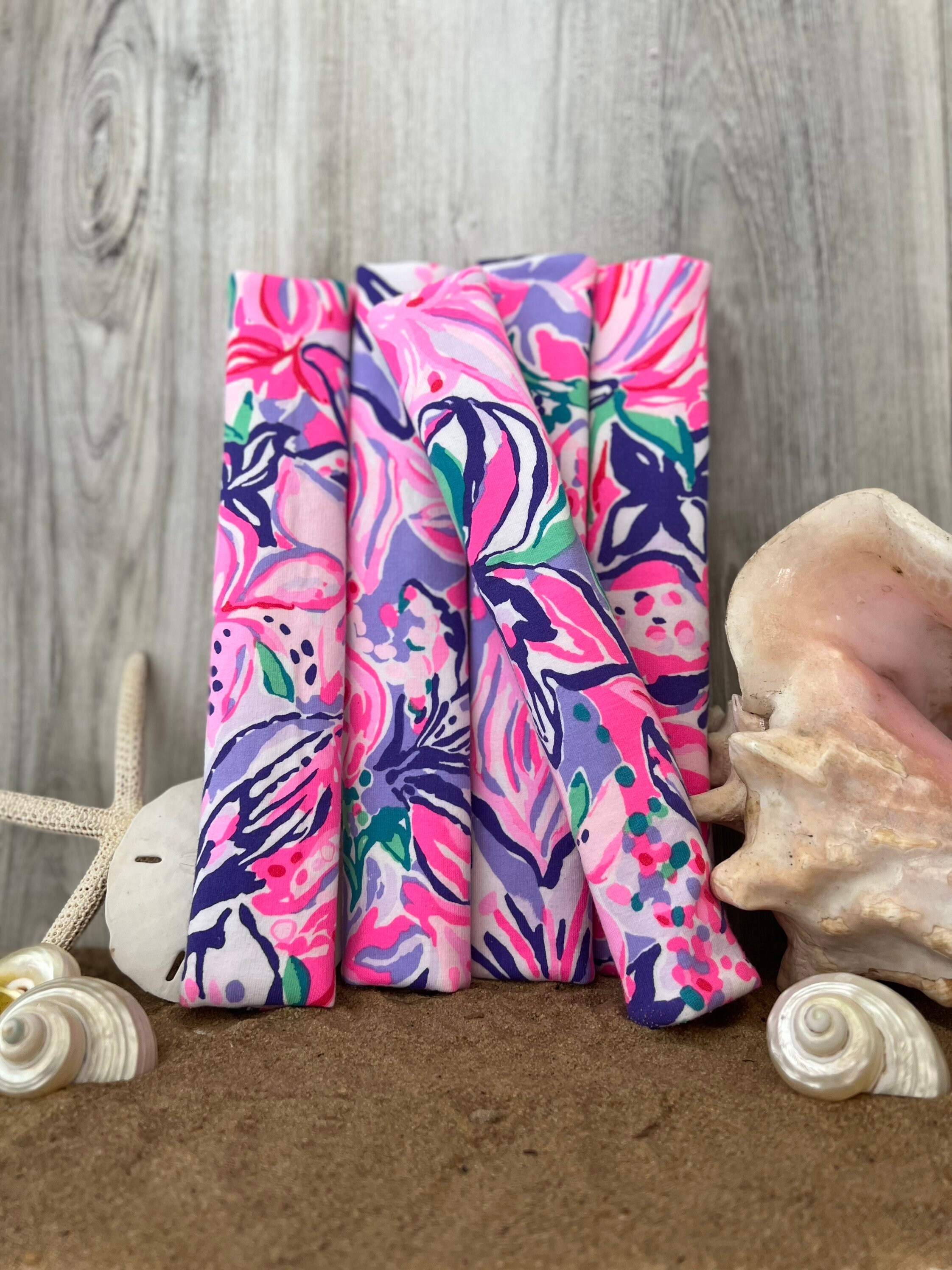 Steering Wheel Seat Belt Head Rest Covers in a beautiful colorful tropical flowers LP print pink purple soft Lilly T18 - Thumbnail 4