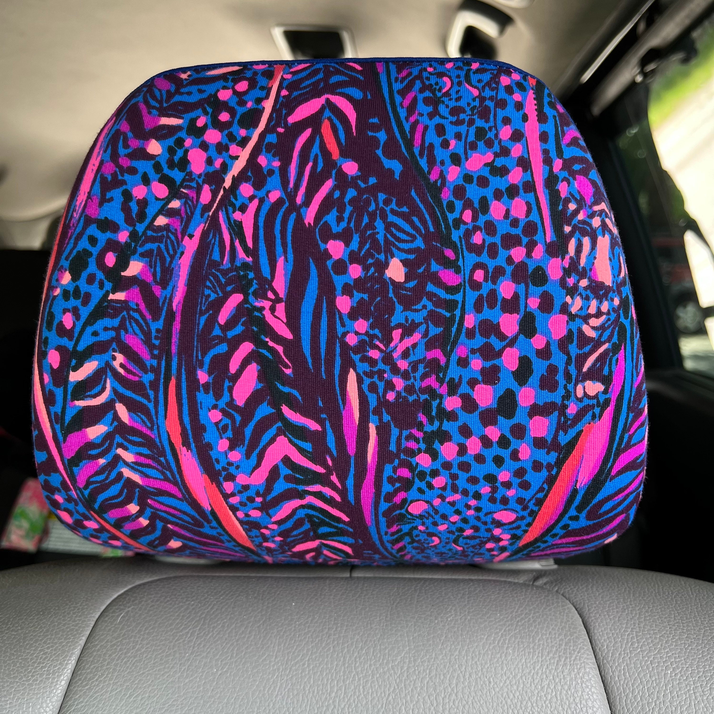 Seat Belt Head Rest Steering Wheel Covers soft pretty happy colors Lilly prints LP navy blue red black animal print T-31 - Thumbnail 5