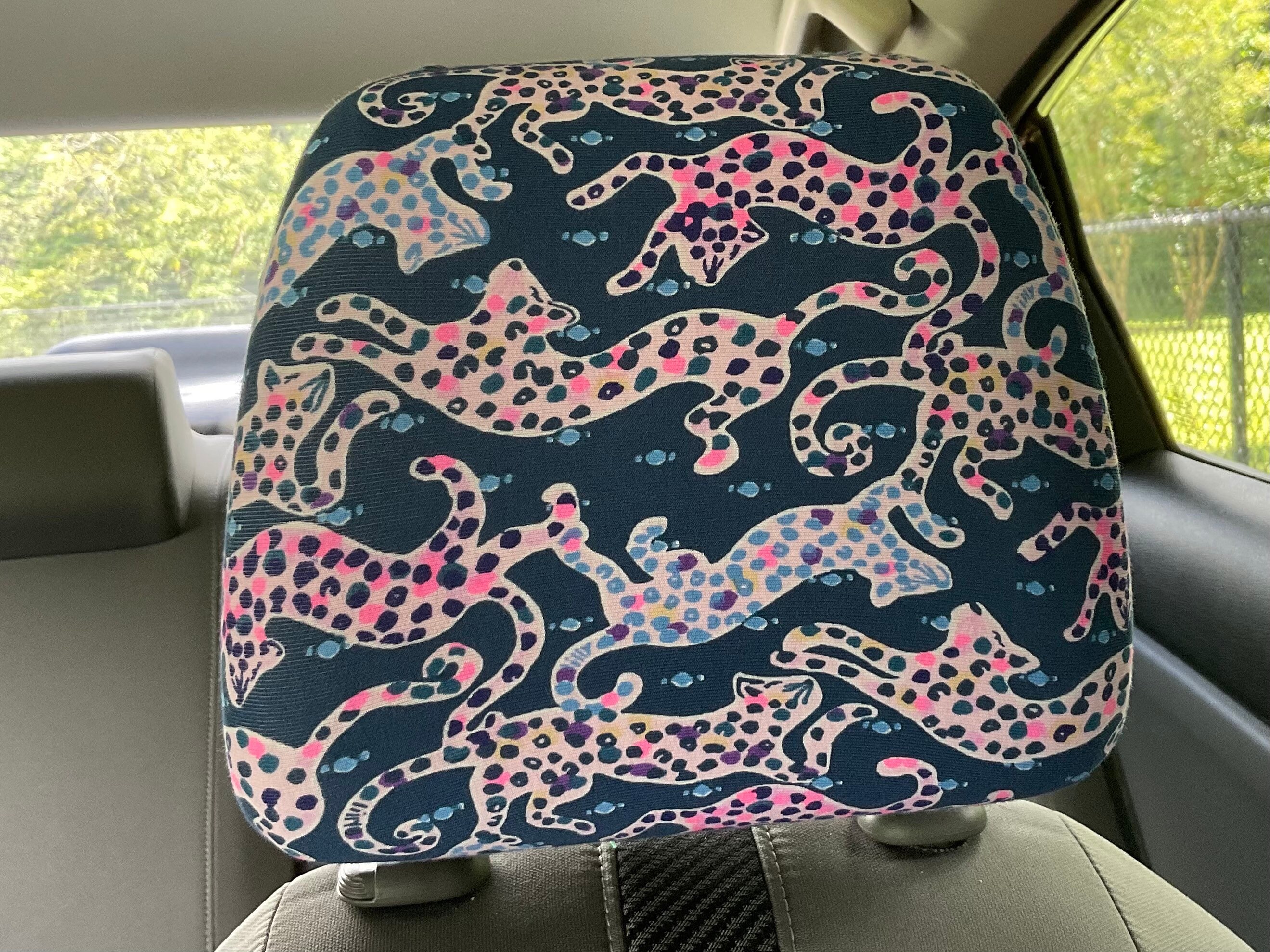 Seat Belt Head Rest Steering Wheel Covers soft pretty colors Lilly tropical prints LP cats leopard  pink purple navy blue animal Print T-12 - Thumbnail 4