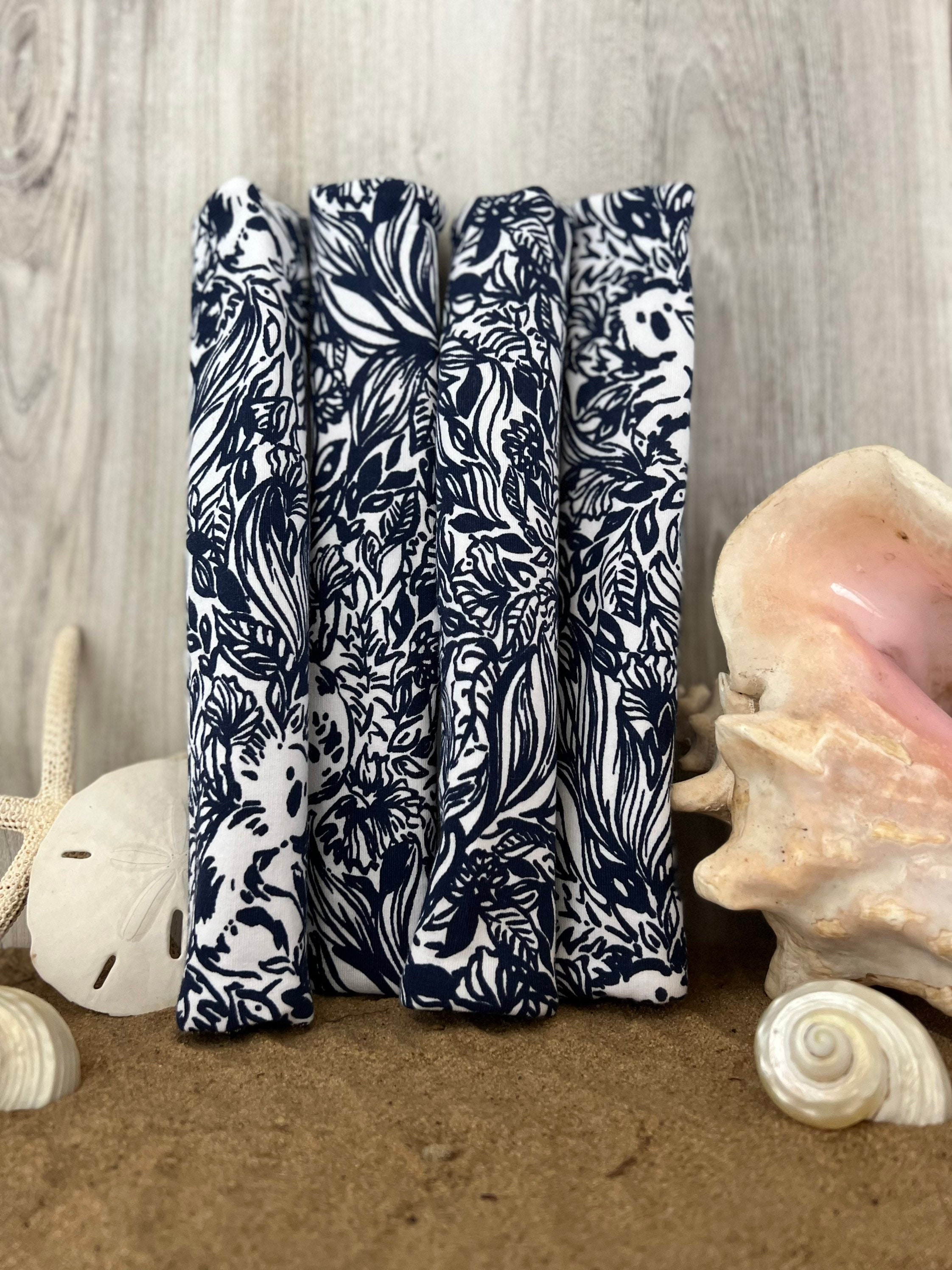 Steering Wheel Head Rest Seat Belt Covers in a beautiful colorful tropical LP print Navy and White Koala Bears Print T-7 - Thumbnail 3