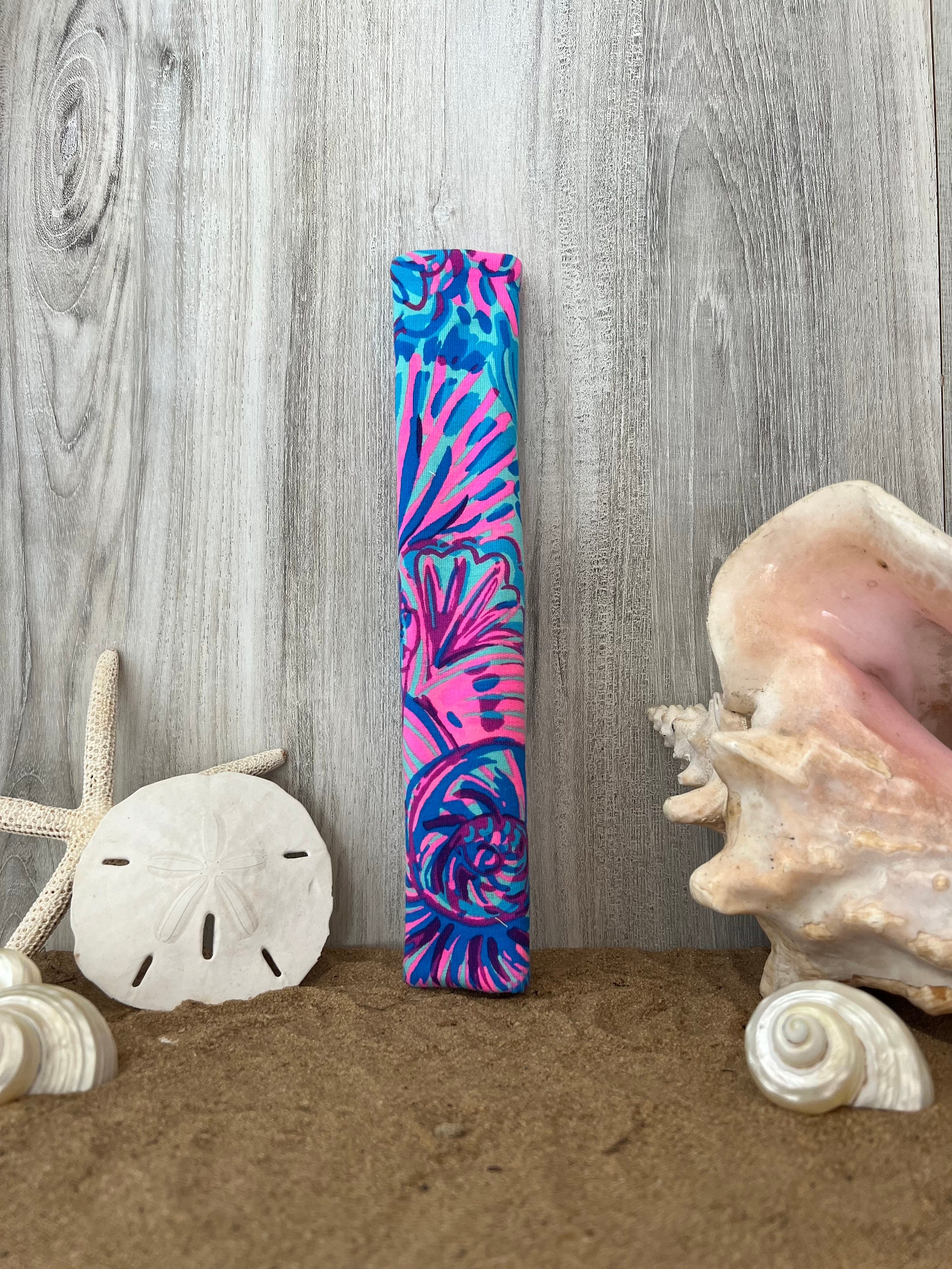 Seat Belt Head Rest Steering Wheel Covers soft pretty bright colors Lilly tropical prints LP  beach shells pink purple aqua Print T-21 - Thumbnail 2