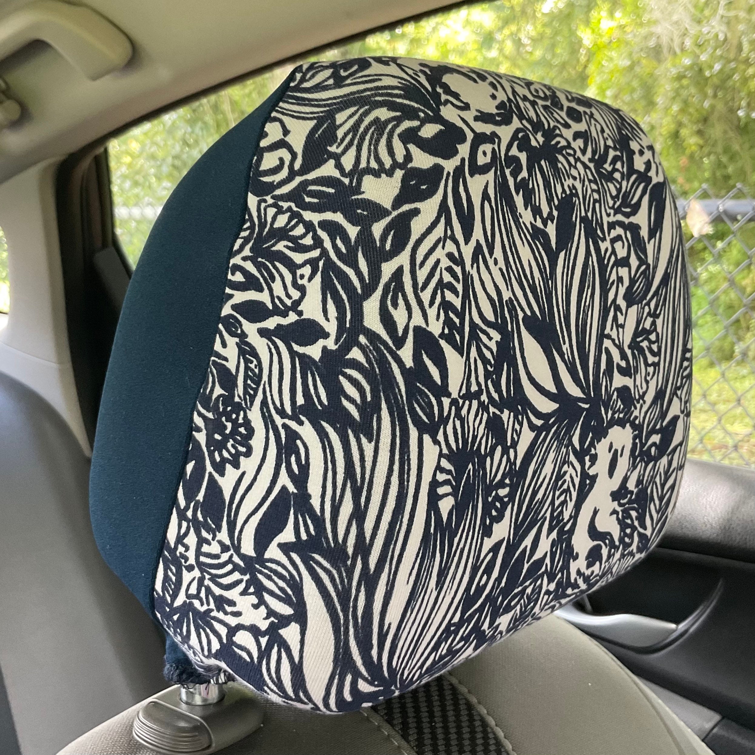 Steering Wheel Head Rest Seat Belt Covers in a beautiful colorful tropical LP print Navy and White Koala Bears Print T-7 - Thumbnail 6