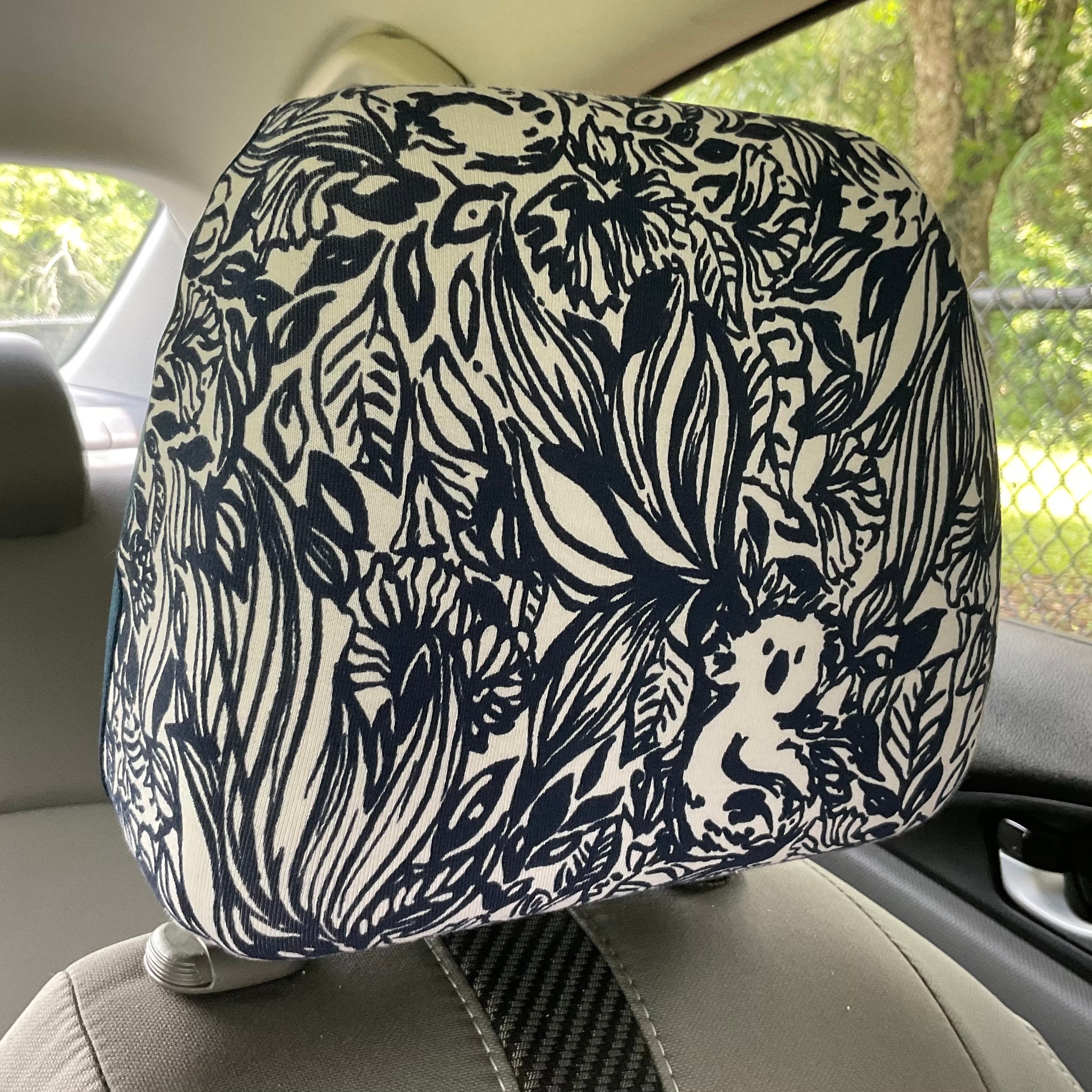 Steering Wheel Head Rest Seat Belt Covers in a beautiful colorful tropical LP print Navy and White Koala Bears Print T-7 - Thumbnail 7