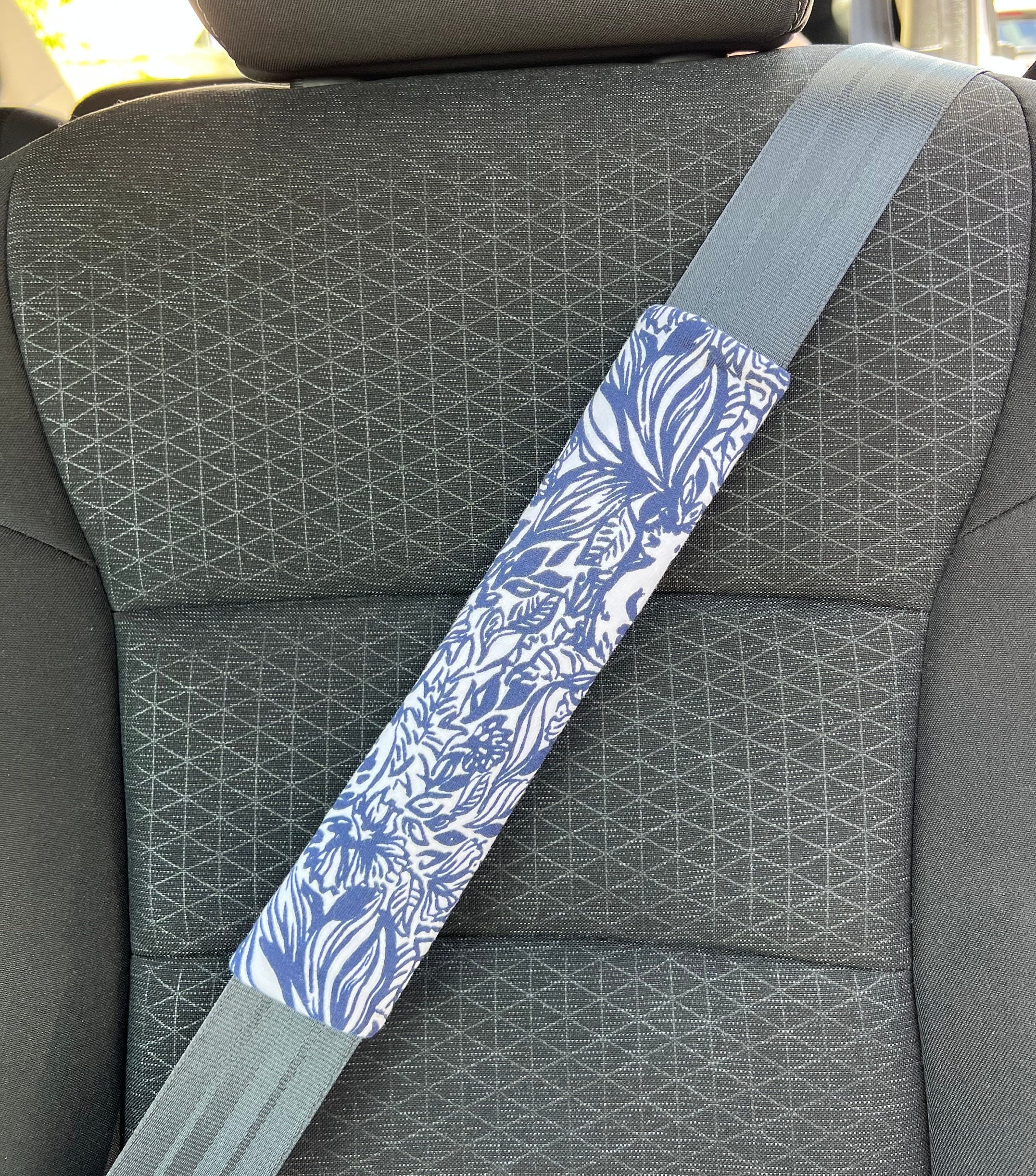 Seat Belt Head Rest Steering Wheel Covers soft pretty bright colors Lilly tropical prints LP flowers beach navy white koala bears Print T-7