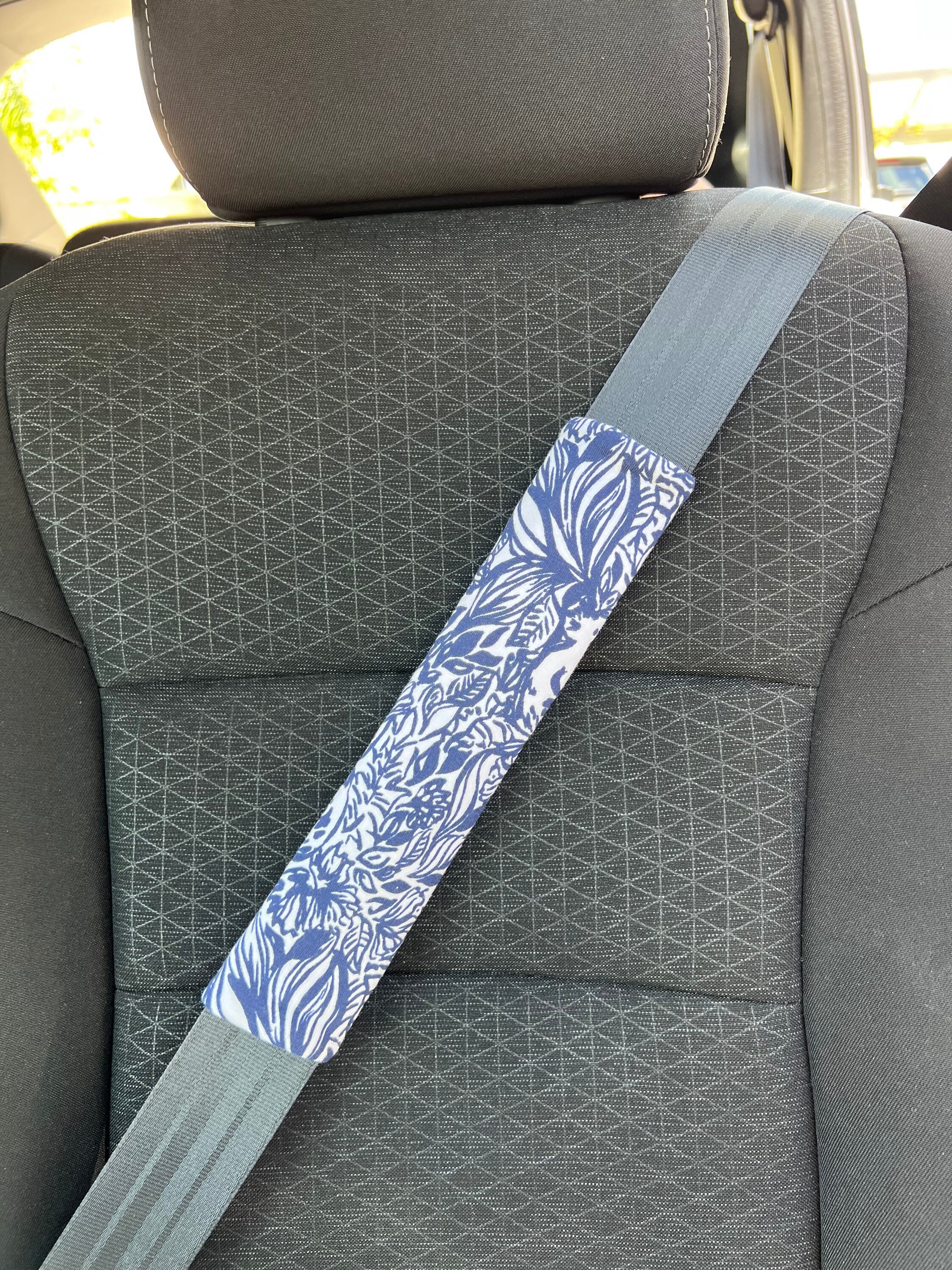 Steering Wheel Head Rest Seat Belt Covers in a beautiful colorful tropical LP print Navy and White Koala Bears Print T-7 - Thumbnail 5