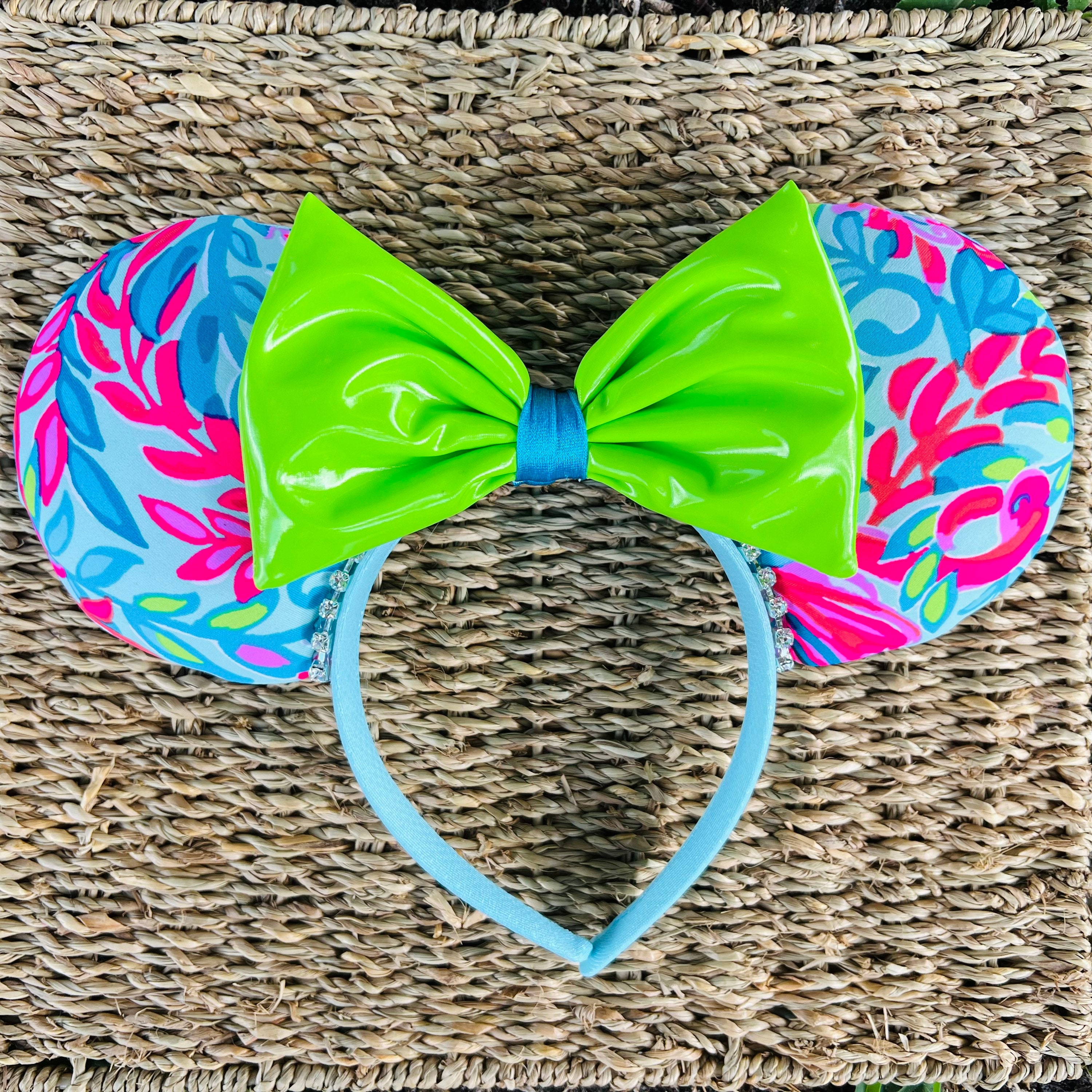 Handmade Embellished Lime Green Bow with Crystals Headband Lime Green Sparkle Headband - Etsy main image 3