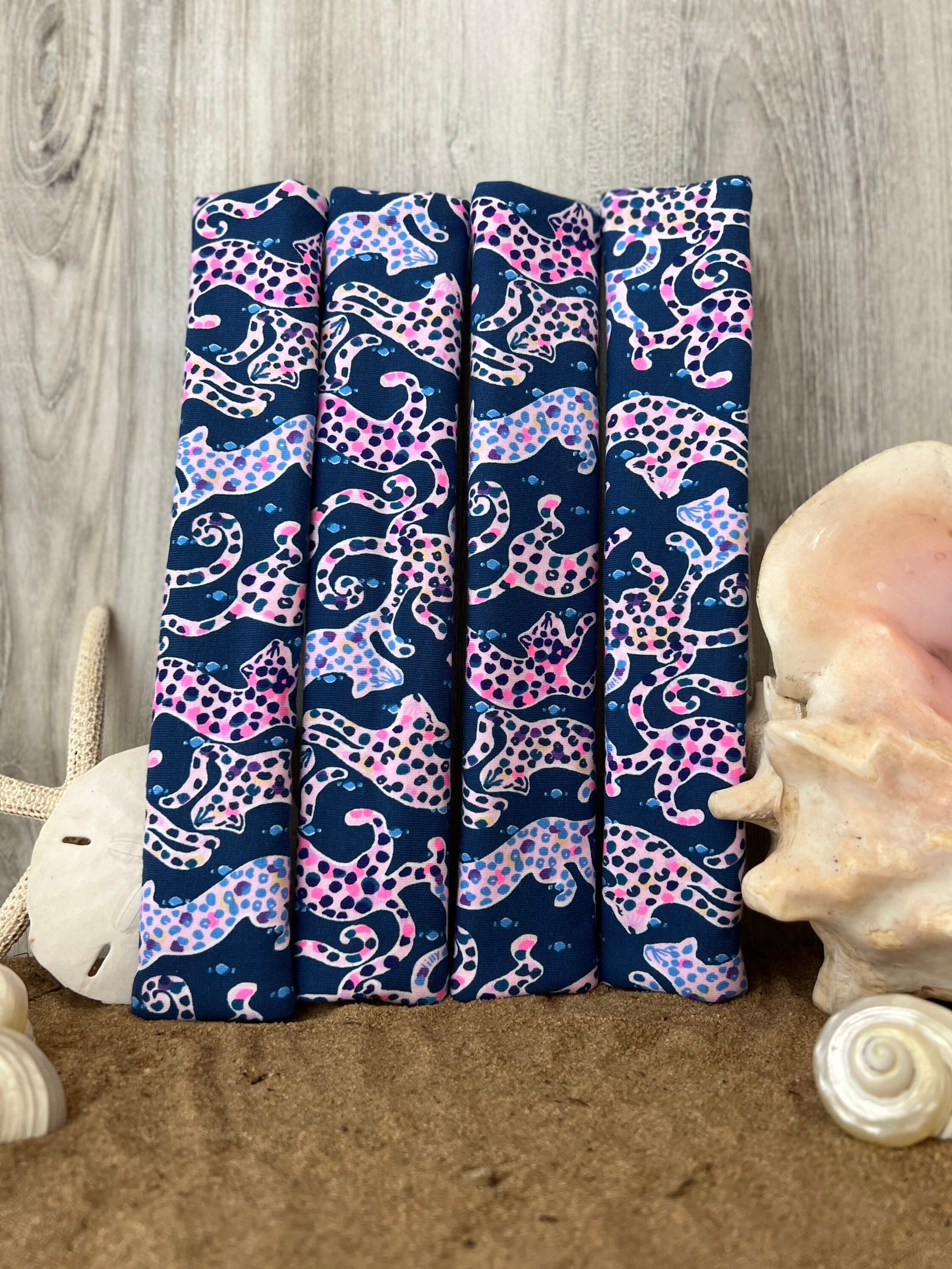 Seat Belt Head Rest Steering Wheel Covers soft pretty colors Lilly tropical prints LP cats leopard  pink purple navy blue animal Print T-12 - Thumbnail 2