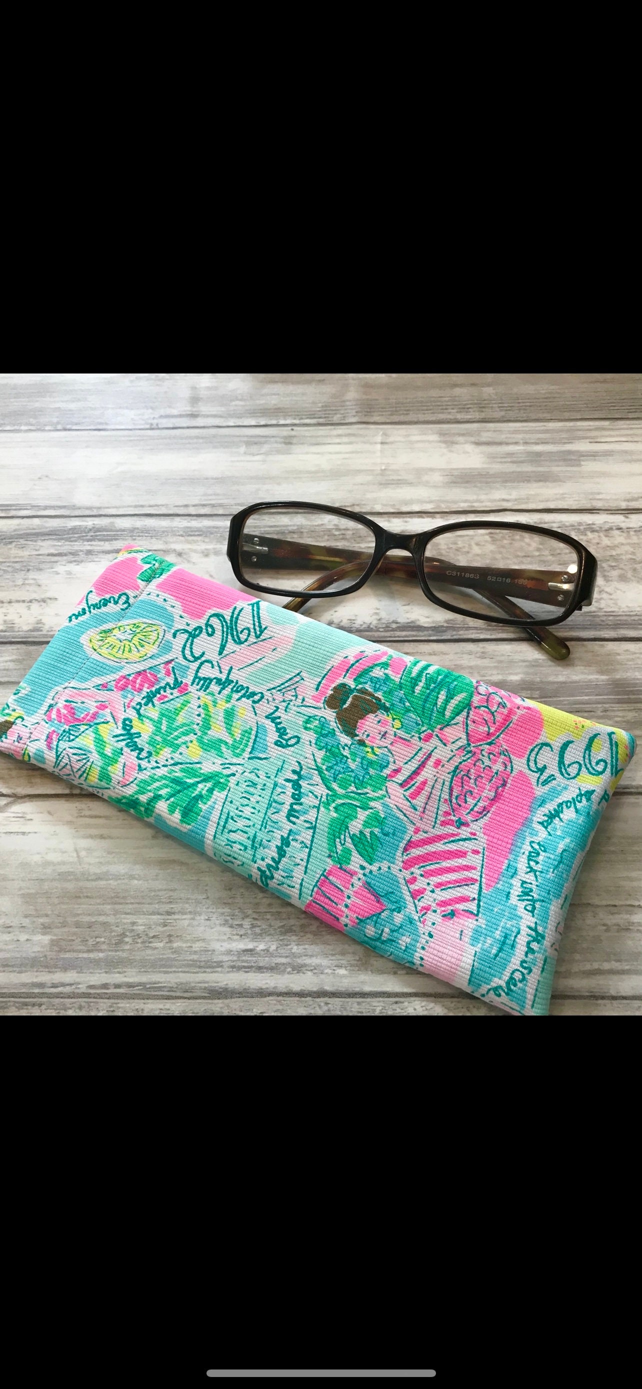 Eye glasses case pinch open style bright colorful Lilly prints flowers nautical panda beach tropical LP hibiscus shells unique gift