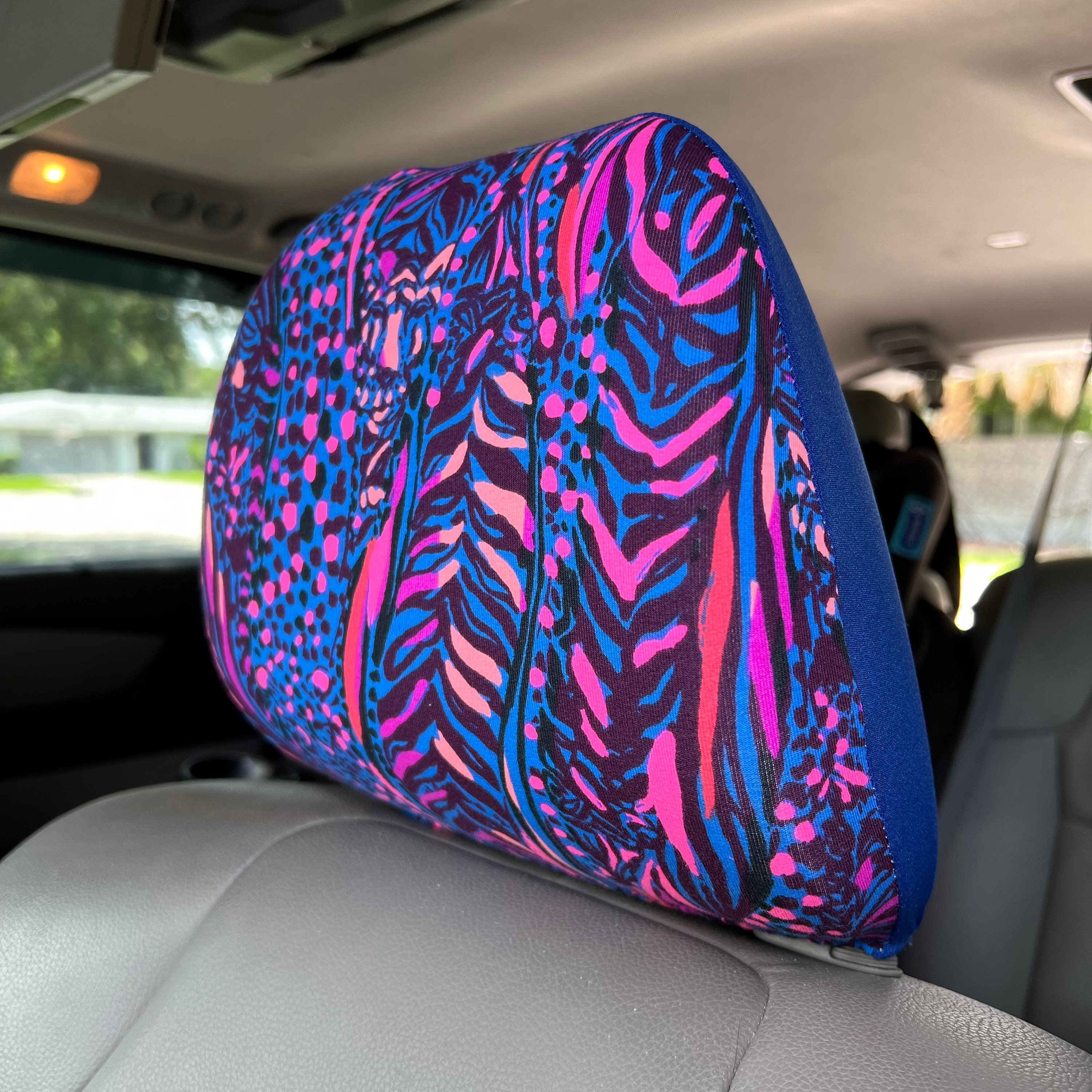Seat Belt Head Rest Steering Wheel Covers soft pretty happy colors Lilly prints LP navy blue red black animal print T-31 - Thumbnail 7