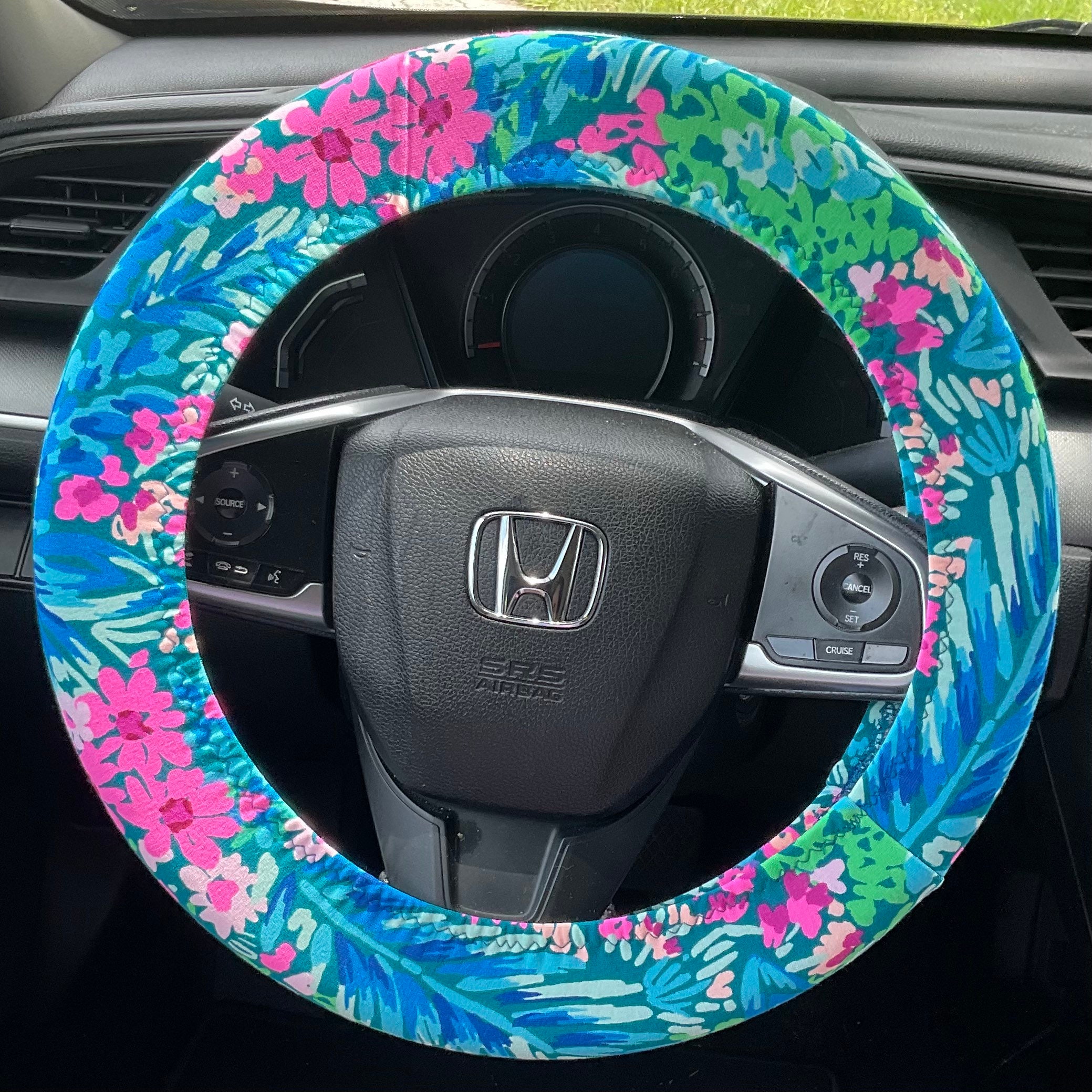 Seat Belt Covers soft pretty bright colors Lilly tropical prints green fuchsia blue deep teal LP Print T-11 - Thumbnail 7