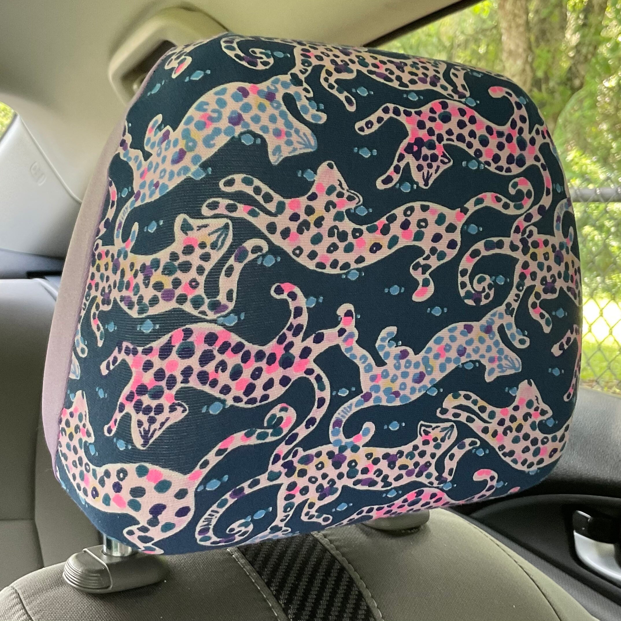 Seat Belt Head Rest Steering Wheel Covers soft pretty colors Lilly tropical prints LP cats leopard  pink purple navy blue animal Print T-12 - Thumbnail 7