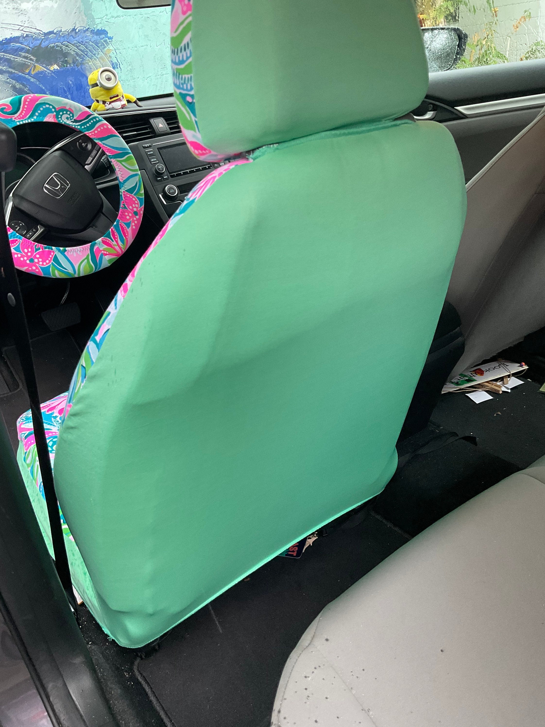 Car Seat Cover beautiful bright beachy fabrics tropical lilly flowers nautical hot colors unique made in America USA - Thumbnail 6