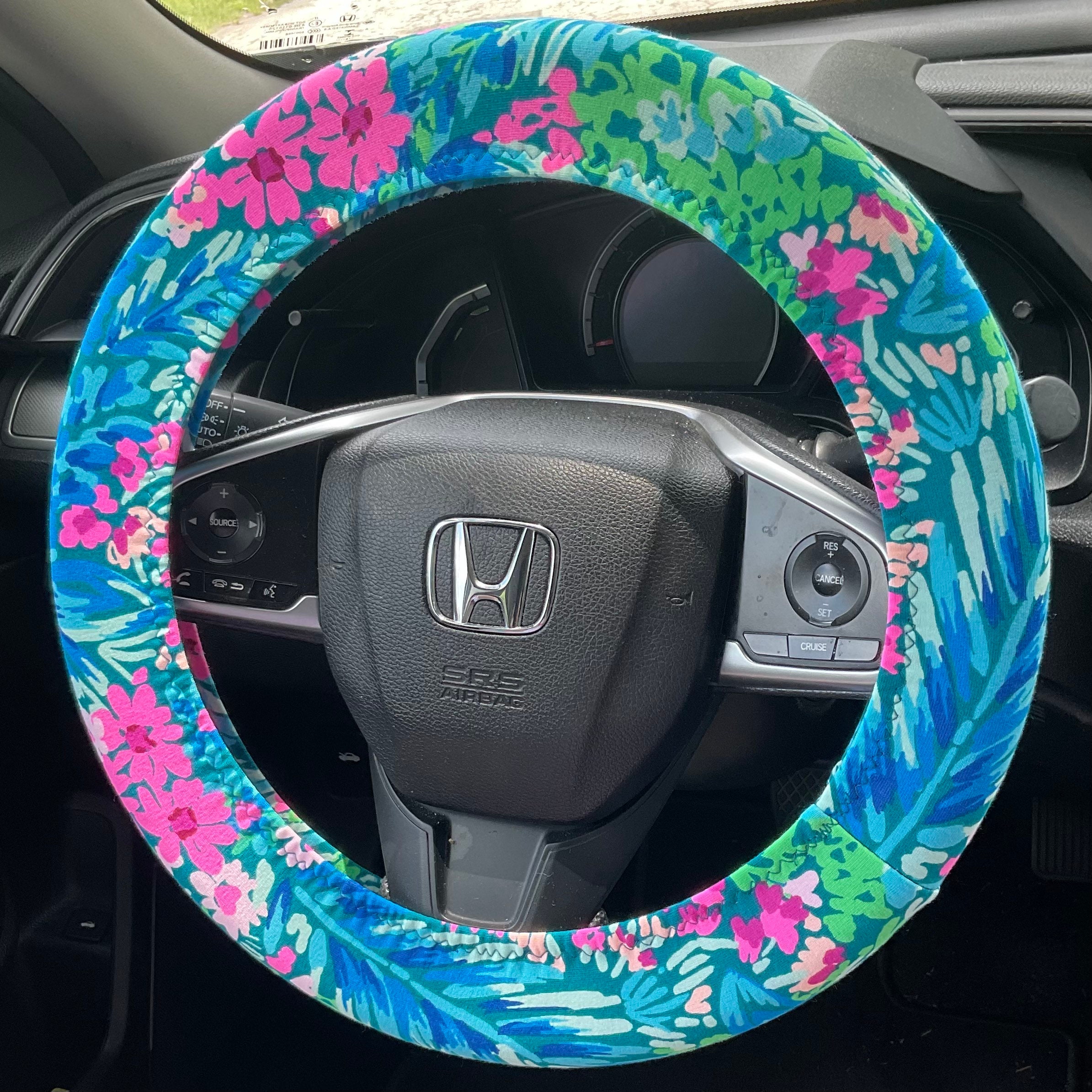 Seat Belt Covers soft pretty bright colors Lilly tropical prints green fuchsia blue deep teal LP Print T-11 - Thumbnail 6
