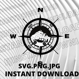 Offroad Forest Adventure Compass Svg, Off Road Compass Svg, Offroad Compass svg, Off Road Vehicle Compass Svg, Mountain Compass Svg Digital