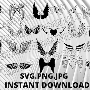 ANGEL WINGS SVG Png Bundle, Angelic Svg, Cricut Angel Svg, Angel Svg File, Cute Wings Svg, Angels Wings Png, Angle Wings cutfile