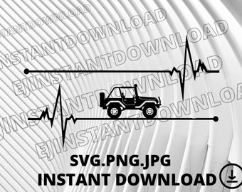 4x4 Heartbeat Svg, Car HeartBeat Svg, Sport Car Heartbeat Svg, Png, Off Road HeartBeat svg Digital File, Race Car heart beat Svg, Cut File