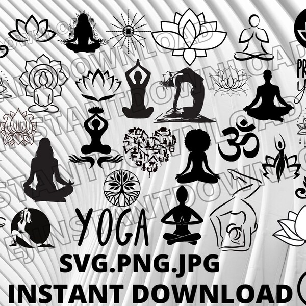 Yoga SVG Bundle, Yoga Svg, Yoga Meditation Svg Png Bundle,Yoga Pose Clipart, Lotus Svg Bundle,Yoga Silhouette, Yoga Vector, Lotus Vector