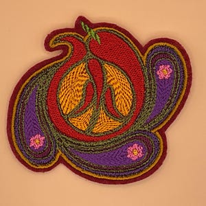 Peace is Hot - pepper patch peace sign, small