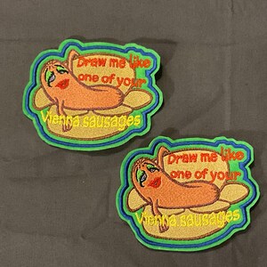 Hot Dog Rose Patch: Movie Parody Embroidery, Sew-On Green Relish Felt
